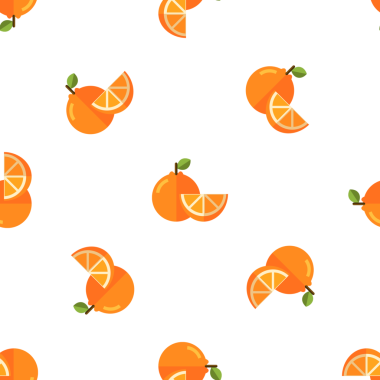 Taze portakalların kusursuz deseni ve vektör illüstrasyonları