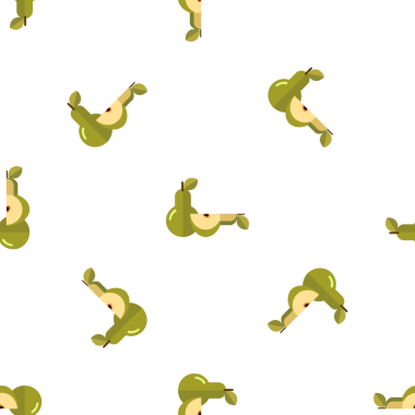 Yapraklı taze yeşil armutların kusursuz deseni, vektör illüstrasyonu