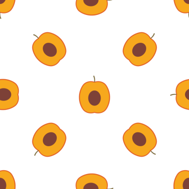 Çizgi film şeftali ve meyve vektör çizimi ile kusursuz desen