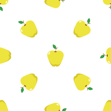 Sarı elmalı kusursuz desen, baskı için vektör illüstrasyonu, kumaş