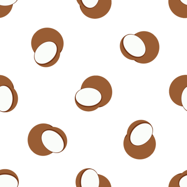 Beyaz zemin üzerinde hindistan cevizi olan kusursuz desen, tropikal tasarım