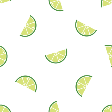 Beyaz arkaplan vektör illüstrasyonunda izole edilmiş kireç dilimleriyle pürüzsüz desen