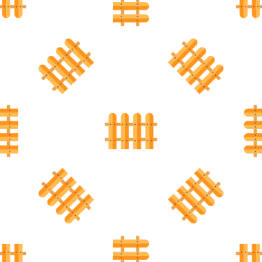 Beyaz Arkaplan Çiziminde Kusursuz Turuncu Ahşap Çit Şablonu