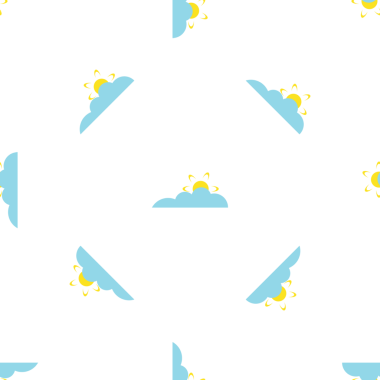 Parlak tasarımlar için güneş ve bulut elementleriyle kusursuz vektör deseni