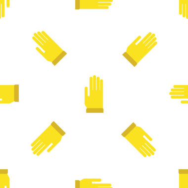 Beyaz arka planda kusursuz sarı koruyucu eldiven deseni