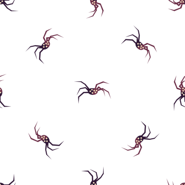 Beyaz arkaplan dizaynı üzerinde biçimlendirilmiş örümcekleri gösteren kusursuz desen