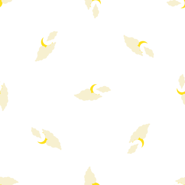 Minimalist ay ve beyaz arkaplanda bulut çizimlerini içeren kusursuz desen