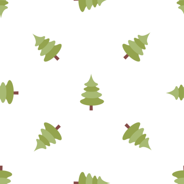 Beyaz arka planda soyut yeşil noel ağaçlarıyla kusursuz bir desen.