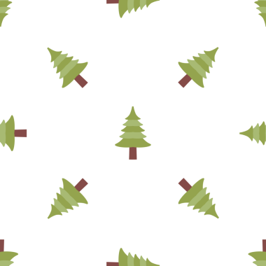 Beyaz arka planda basit stilize noel ağacıyla kusursuz desen