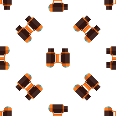 Beyaz arka planda kusursuz dürbün deseni, açık hava maceraları.