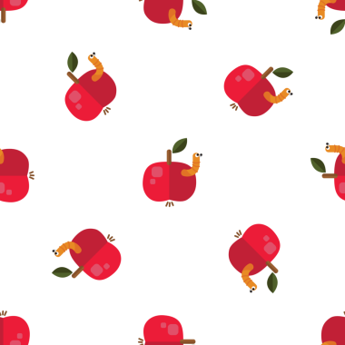 Çizgi Film Elmaları ve Sevimli Solucanlar 'ın Tuhaf Kusursuz Desenli Şablonu