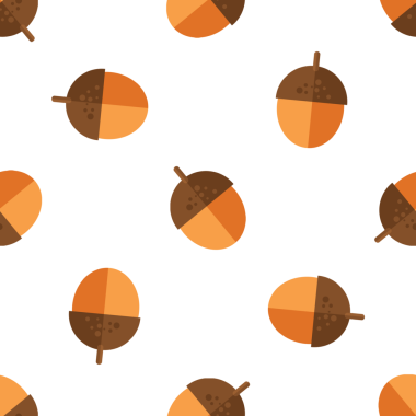 Kusursuz desenli meşe palamudu, sonbahar arka planı, sonbahar mevsimi dokusu, doğa baskısı.