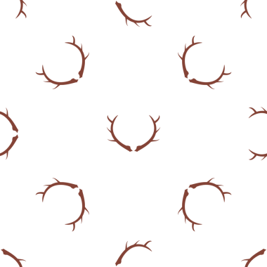 Biçimlendirilmiş geyik boynuzlarının kusursuz deseni beyaz üzerine tekrarlanan bir dizaynda