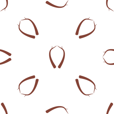 Geyik boynuzlarının kusursuz deseni, beyaz arka planda zarif kahverengi siluet.