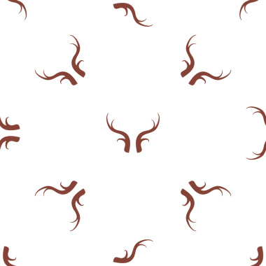 Beyaz arka planda kahverengi geyik boynuzlarının kusursuz deseni, geyik boynuzu arka planında