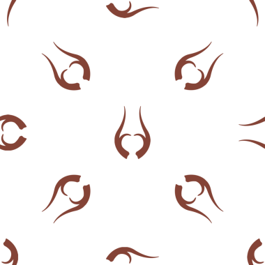 Beyaz arka planda eşsiz kahverengi elementlere sahip soyut, pürüzsüz desen