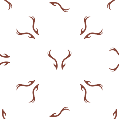 Beyaz arka planda zarif tasarımlar için kusursuz kahverengi geyik boynuzu deseni.
