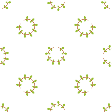 Biçimlendirilmiş yeşil yaprakların dairesel şekillerde sıralandığı kusursuz desenler.