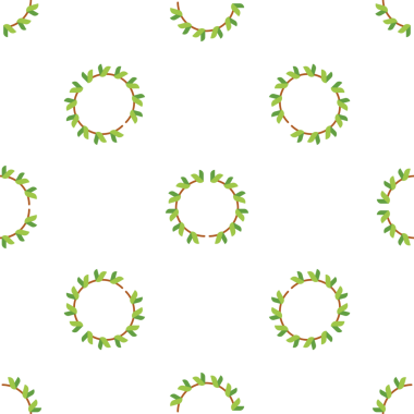 Beyaz Arkaplanda Kusursuz Yeşil Yaprak Çelengi Örnekleri, Vektör İllüstrasyonu