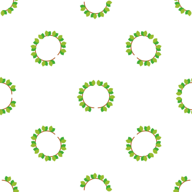 Yaprak çerçeveli kusursuz desen, dairesel yapraklı vektör şablonu