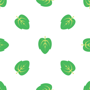 Beyaz arkaplanda taze yeşil yaprak çiziminin kusursuz deseni