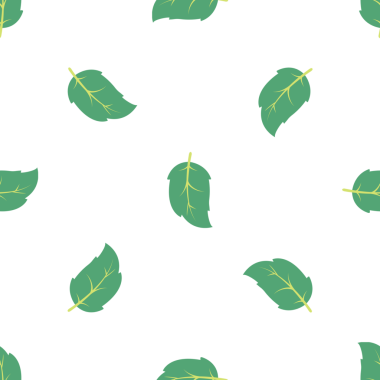 Tekstil Tasarımı İçin Beyaz Arkaplanda Kusursuz Yeşil Yapraklar Deseni