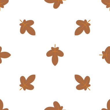 Hassas sonbahar yaprakları deseni, beyaz arka planda ince kahverengi tonlar mevsimlik