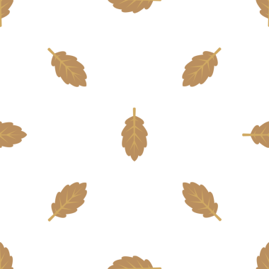 Kusursuz desenli yapraklı arka plan, meşe ağacı, altın renk vektörü