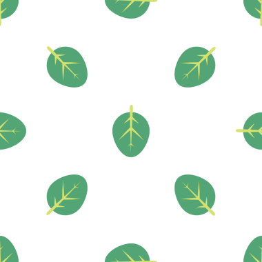 Basit ıspanak yapraklı kusursuz desen beyaz arkaplanda izole edilmiş.