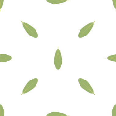 Beyaz arka planda dağınık yeşil yaprakların kusursuz deseni