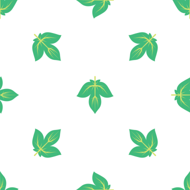 Beyaz arka planda yeşil yapraklı kusursuz desen, modern doğa yeşilliği.