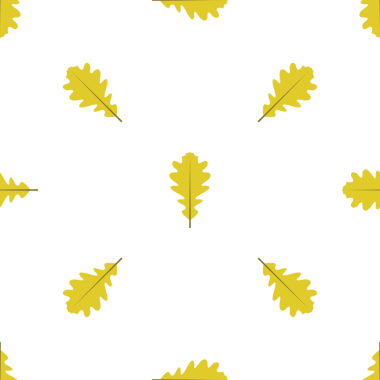 Beyaz arka planda altın meşe yaprakları olan kusursuz vektör deseni