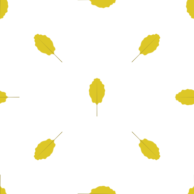 Beyaz üzerine saçılmış sarı yapraklar içeren kusursuz botanik desenler.