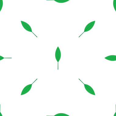 Beyaz arkaplanda basit yeşil yapraklar içeren pürüzsüz vektör deseni