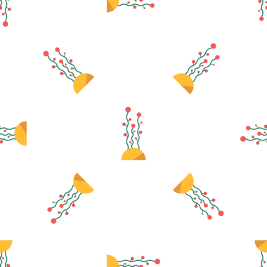 Beyaz arka planda böğürtlenli tuhaf bitkiler içeren kusursuz desenler.
