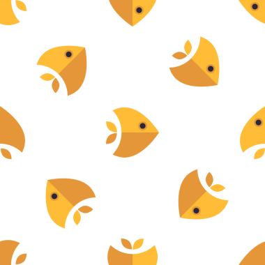 Basit Geometrik Balık Tasarımı Sarı ve Beyaz ile Kusursuz Desen