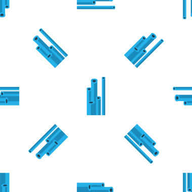 Beyaz arkaplan tasarımı kavramındaki mavi boruların kusursuz deseni
