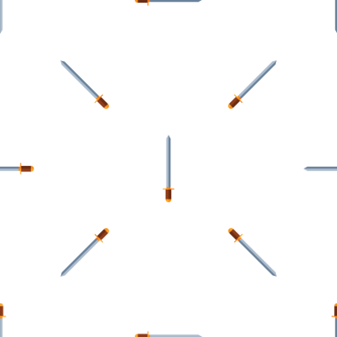 Beyaz arka planda ortaçağ kılıçlarıyla kusursuz desen, illüstrasyon