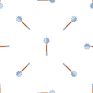 Beyaz arka planda düz dizayn edilmiş ortaçağ topuzu içeren pürüzsüz desen