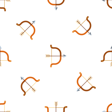 Okçuluk yayı ve ok tasarımı elementlerinin kusursuz deseni vektör görüntüsü