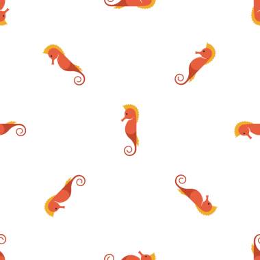 Beyaz arkaplanda turuncu deniz atının kusursuz deseni
