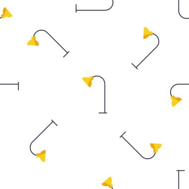 Kusursuz desenli, beyaz arka planda modern sarı lambalar.