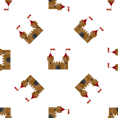 Kırmızı bayrak vektör arkaplan tasarımı ile kahverengi şatonun kusursuz deseni