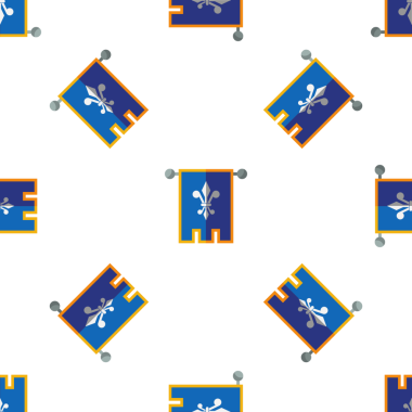 Beyaz arka planda fleur-de-lis olan kusursuz ortaçağ kraliyet bayrakları.