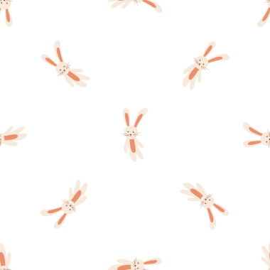 Beyaz arka planda sevimli tavşan karakterleri olan sevimli, pürüzsüz bir desen.