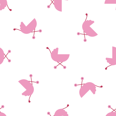 Beyaz Arkaplanda Pembe Gözlüklü Bebek Gezginleri ile Kusursuz Desen