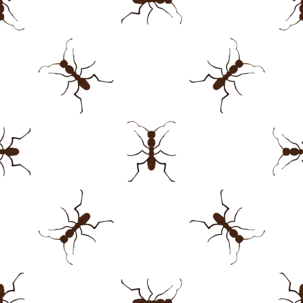 Beyaz Arkaplanda Koyu Kahverengi Karıncaların Kusursuz Vektör Deseni