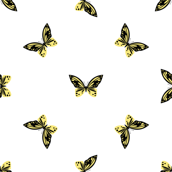 Şık sarı ve siyah kelebekli kusursuz desenler.
