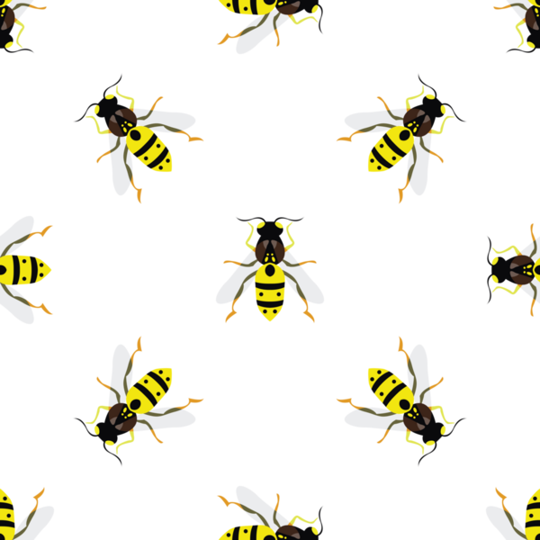 Beyaz arka planda biçimlendirilmiş eşekarılarının kusursuz vektör deseni