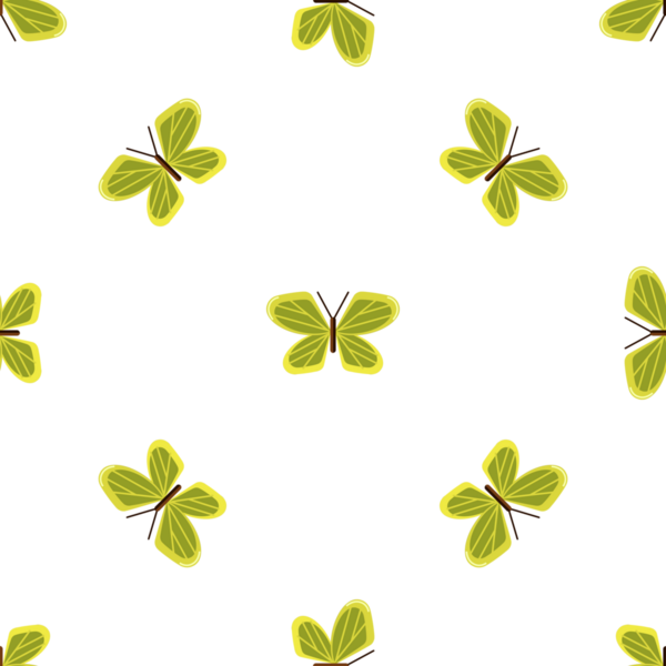 Beyaz arka plan vektöründe yeşil kelebekli kusursuz desen